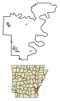 Location of Mitchellville in Desha County, Arkansas.