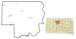 Location in Dewey County and the state of South Dakota