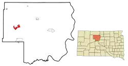 Location in Dewey County and the state of South Dakota