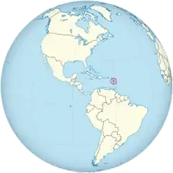 Location of&nbsp;Dominica&nbsp;(circled in red)in the Western Hemisphere
