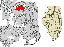 Location of Bloomingdale in DuPage County, Illinois.