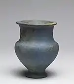 Amphora, an example of so-called "Egyptian blue" ceramic ware; 1380–1300&nbsp;BC; height: 12.6&nbsp;cm (4.9&nbsp;in); Walters Art Museum (Baltimore, US)