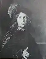 Boy in a feather hat by Frans Hals(skull is painted out)