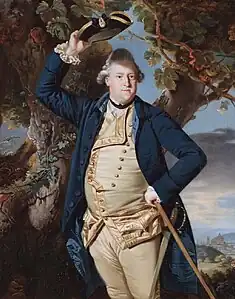 The Earl Cowper raising his hat in a painting by Zoffany