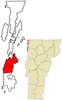 Location in Grand Isle County and the state of Vermont