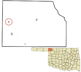 Location in Harper County and the state of Oklahoma.