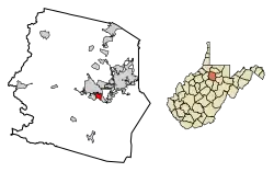 Location of Nutter Fort in Harrison County, West Virginia.