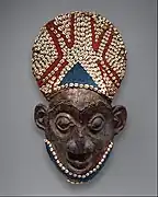 Royal mask; by artists of the Bamum people (Cameroon); before 1880; wood, copper, glass beads, raffia and shells; height: 66&nbsp;cm; Metropolitan Museum of Art