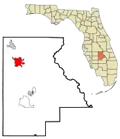 Location in Highlands County and the state of Florida