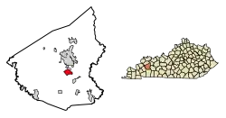 Location of Earlington in Hopkins County, Kentucky.