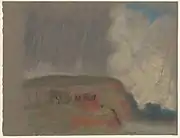 House on Hillside, pastel on dark gray-green paper (19.5 x 25.4&nbsp;cm)