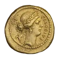 Flora on a gold aureus of 43–39 BCE