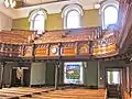 Interior view with decorative woodwork c 1880 at Plough Lane Chapel, Lion Street, Brecon.