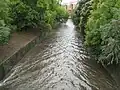 Iron Cove Creek looking downstream from the Church Street bridge after a thunderstorm.