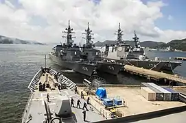 JS Akebono, Ariake, Kongō and Akizuki at Tategami Pier