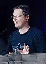 A photo of Jason Graves taken during the Game Developers Conference in 2016.