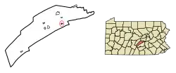 Location of Thompsontown in Juniata County, Pennsylvania.