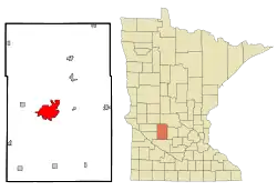 Location of the city of Willmarwithin Kandiyohi Countyin the state of Minnesota