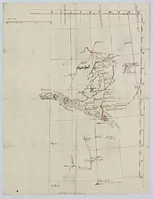 Map from the 18th century of Lake Inari with surroundings.