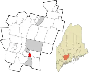 Location in Kennebec County and the state of Maine