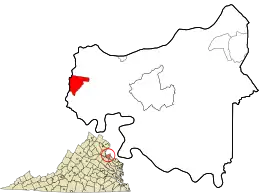 Location in King George County and the state of Virginia