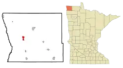 Location of Hallockwithin Kittson County and state of Minnesota