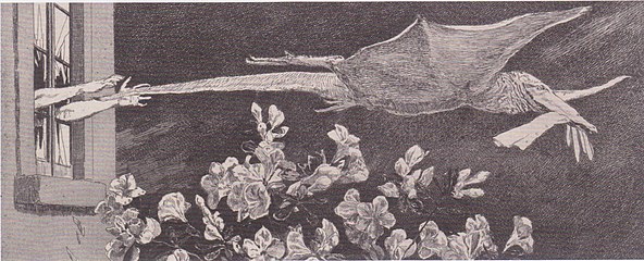 Abduction from the series Paraphrase on the Finding of a Glove Opus VI, no. 9 (1881), etching, 9, 11,4 x 26,1&nbsp;cm., Albertina, Vienna