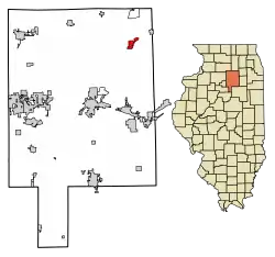 Location of Sheridan in LaSalle County, Illinois.