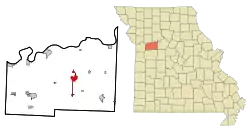 Location of Higginsville, Missouri
