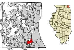 Location of Lincolnshire in Lake County, Illinois.