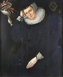 Late 16th century c. 1592, oil portrait of a member of the Browne and or Dormer family