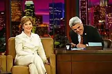 Laura Bush with Jay Leno and a Neumann TLM 103 in 2004