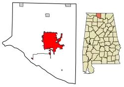 Location of Athens in Limestone County, Alabama