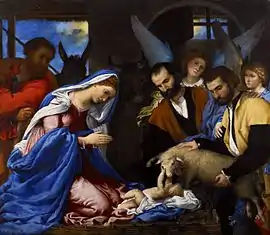 Adoration of the Shepherds by Lorenzo Lotto. c. 1534