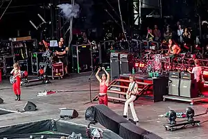 Måneskin during Rock am Ring, 2022; from left to right: Victoria De Angelis, Damiano David, Thomas Raggi, Ethan Torchio