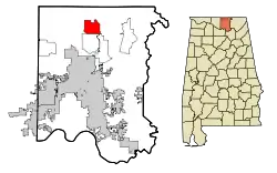 Location in Madison County and the state of Alabama