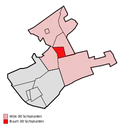 Location of Schipluiden in the municipality of Midden-Delfland