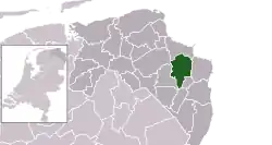Highlighted position of Scheemda in a municipal map of Groningen