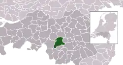 Highlighted position of Oirschot in a municipal map of North Brabant