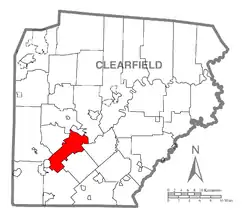 Map of Clearfield County, Pennsylvania highlighting Ferguson Township