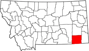 State map highlighting Powder River County