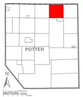 Map of Potter County, Pennsylvania highlighting Bingham Township
