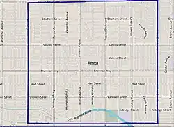Boundaries of Reseda from an illustration by The Los Angeles Times