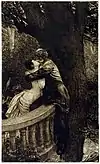 Kiss in the Park, from the series A Love, Opus X, no. 4 (1887), etching and engraving, 45.4 x 27.4&nbsp;cm.