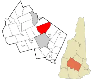 Location in Merrimack County and the state of New Hampshire