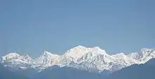 Mt. Kanchanjunga (Kangchendzonga), the third highest peak of the world and the second highest peak of India, as seen from Rinchenpong, Geyzing subdivision, West Sikkim district, Sikkim, East India on 7 May 2017.