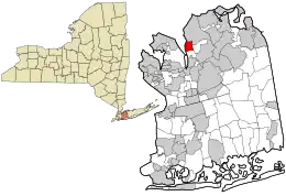Location of Sea Cliff in Nassau County, New York (right) and of Nassau County in New York state (left)