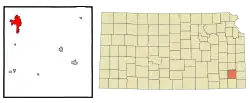 Location within Neosho County and Kansas