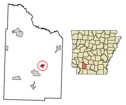 Location of Cale in Nevada County, Arkansas.