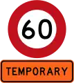 Temporary 60&nbsp;km/h speed limit
